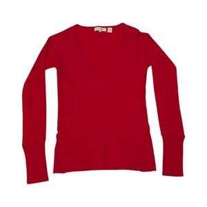 Inhabit V-Neck Red Cashmere Sweater Long Sleeve Cherry Womens Medium Luxury Top
